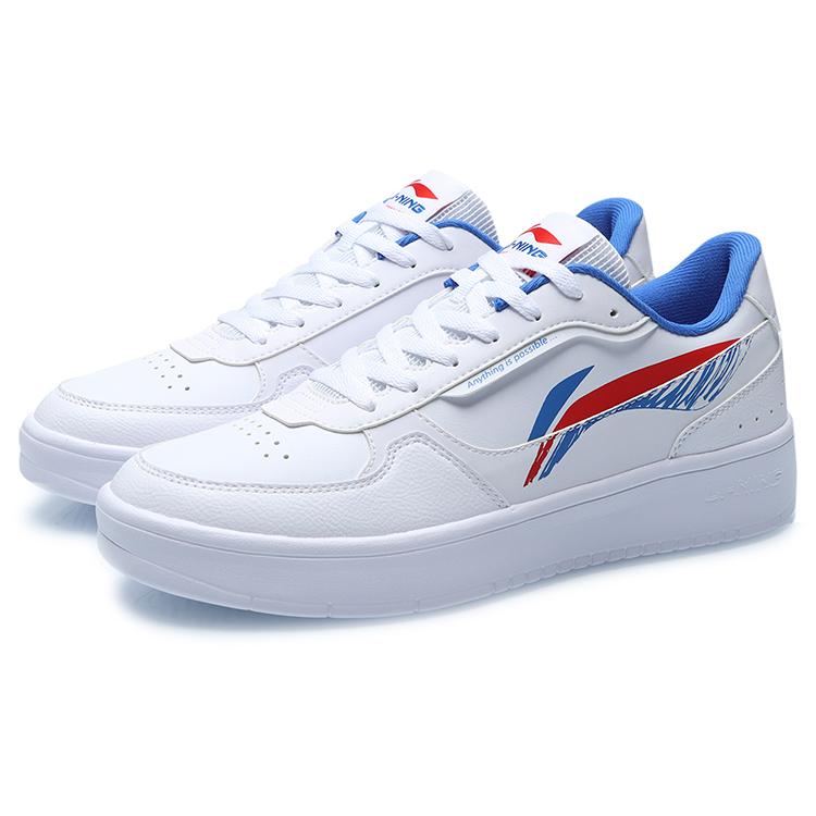 Li Ning Duda Синтетическая кожа Покрытие Нескользящая Водонепроницаемые Низкие Скейтборд Обувь Мужские Белый Красный Синий AGCR197-1