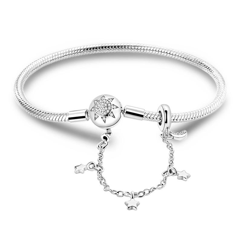 Браслеты Pandach, серебряные, 925 пробы, классические браслеты Love Forever Butterfly Star для женщин, подвески из бисера, ювелирные украшения своими руками, 17–20 см