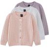 Girls' Knitted Cardigan Spring and Autumn Thin Hollow Children's Sweater Long Sleeve Pure Cotton Top Coat Stylish