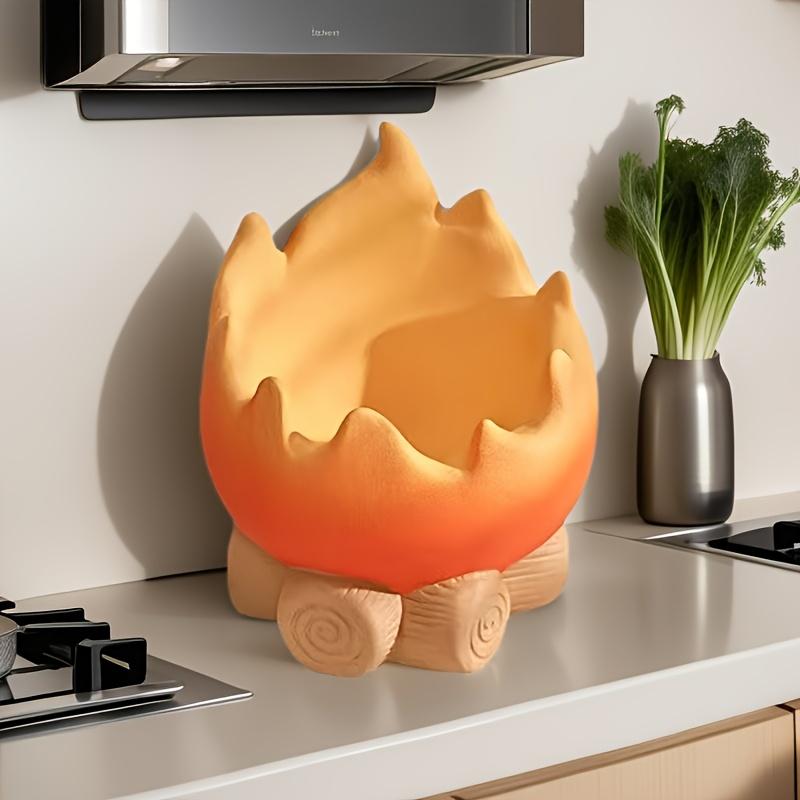 Flame Shaped Storage Tray, Unique Flame Design Ceramic Decorative Tray for Home and Office ,Ideal for Organizing Lipstick, Keys, and Small Items