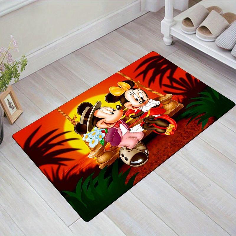 1pc Disney Mickey Mouse and Minnie Pattern Carpet Area Rug Non-slip Carpet Hand Washable Floor Mat Suitable For Living Room Bedroom Home Dec