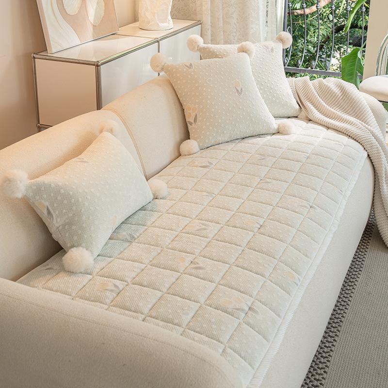 Thicken Plush Sofa Cushion Non-slip Simple Style Couch Towel Dust-proof Winter Warm L-shaped 1/2/3/4 Seater for Living Room