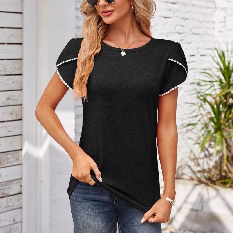 Women's Blouse with Short Sleeve Round Neck Loose Casual T-shirt