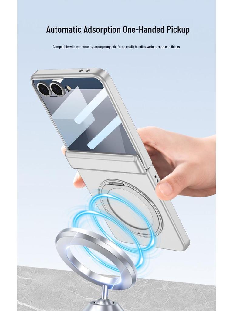 Магнитный чехол Samsung Z Flip7 с вращающейся подставкой и защитой шарнира по всей поверхности