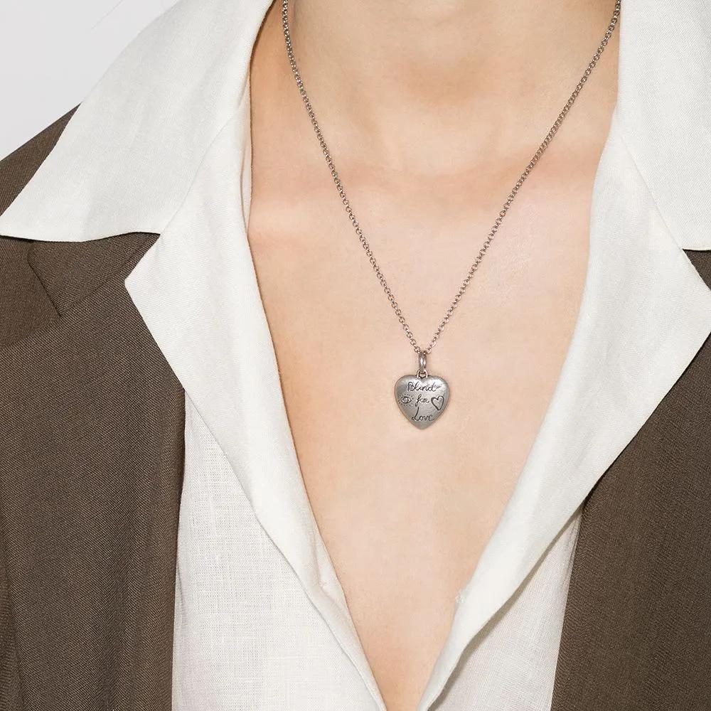GUCCI Blind For Love 925 Sterling Silver Necklaces Unisex Silver / Black (Unisex) Necklaces YBB455542001