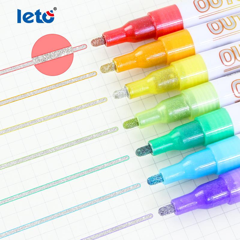 Набор флуоресцентных ручек Letu с двойной линией для ведения дневника и DIY-проектов - Водонепроницаемый, Идеально подходит для студентов и художников