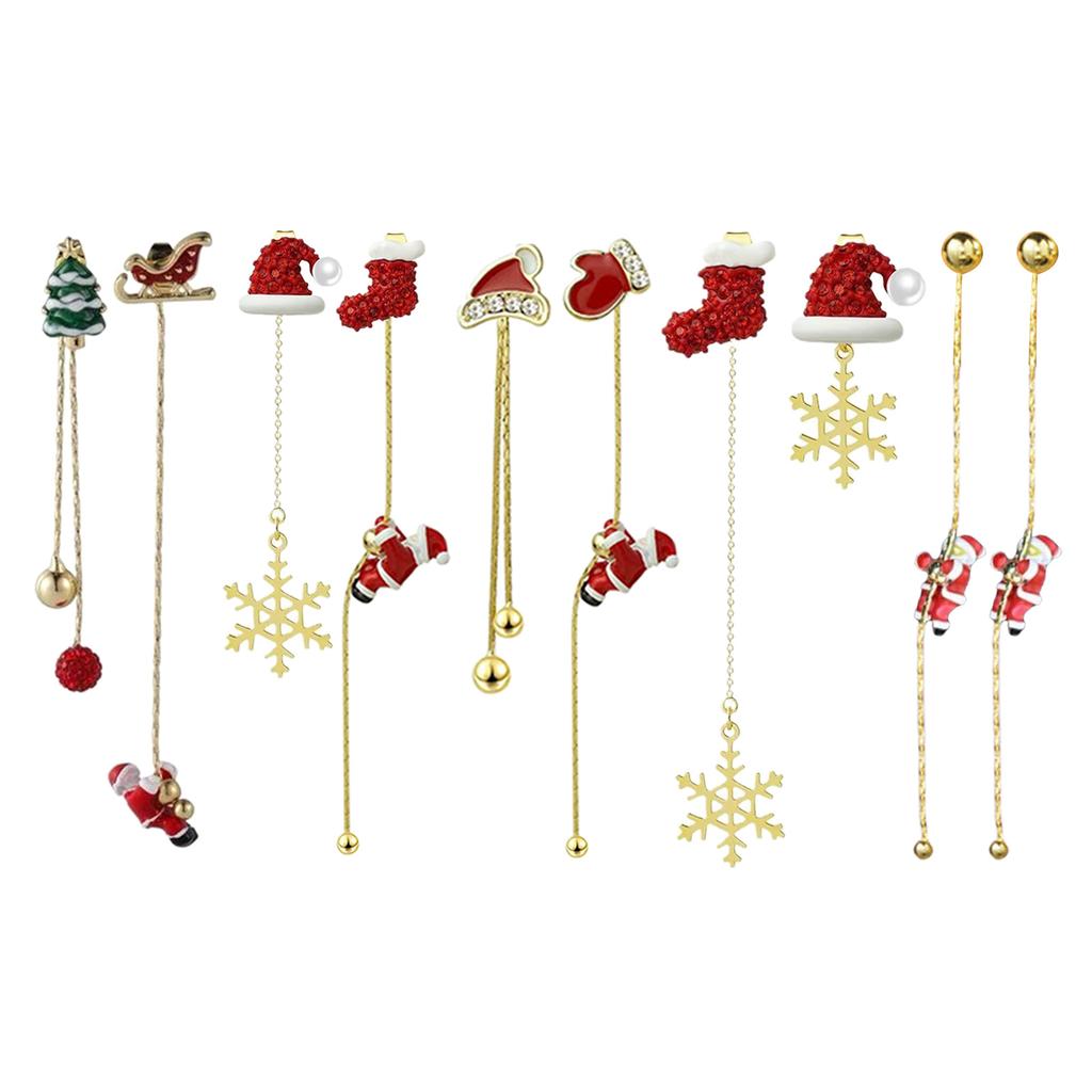 Christmas Themed Earrings Asymmetric Long Tassels Drop Earrings Ear Accessories for Holiday Parties and Gatherings