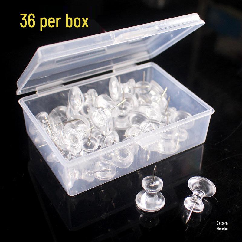 36-Piece Clear Thumbtack Set for Cork Boards - Ideal for Photos, Kindergartens, and Landmark Displays