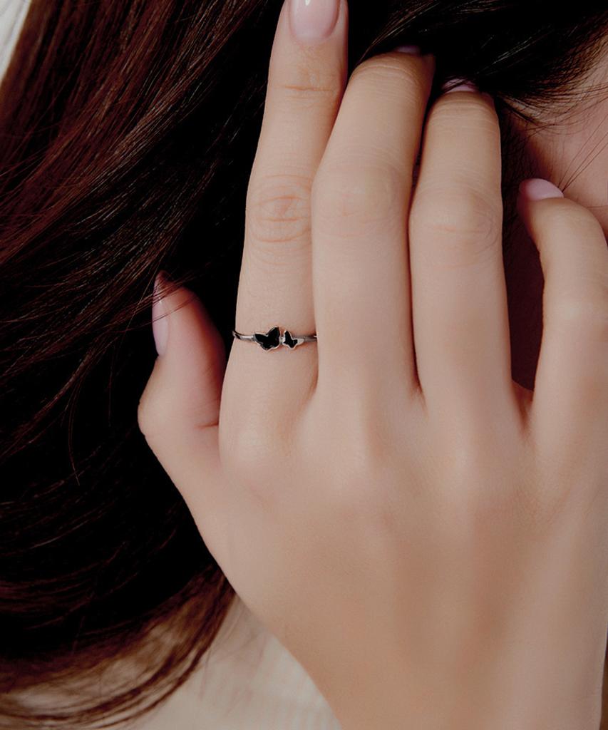 Helene Jewelry Кольцо с двумя бабочками из серебра 925 пробы, коллекция Black Epoch Miss (Тип C)