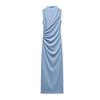 Spring New Women's Clothing Fashion Style Silm Ruched Decorative Stand Collar Sleeveless Midi Skirt Dress 4772305