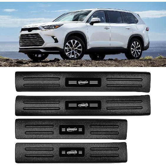 BIBLOZ ABS Material Door Sill Protector Compatible With Toyota Grand Highlander (Include Hybrid) LE/XLE/Limited/Platinum Accessories 2024-2025 2026