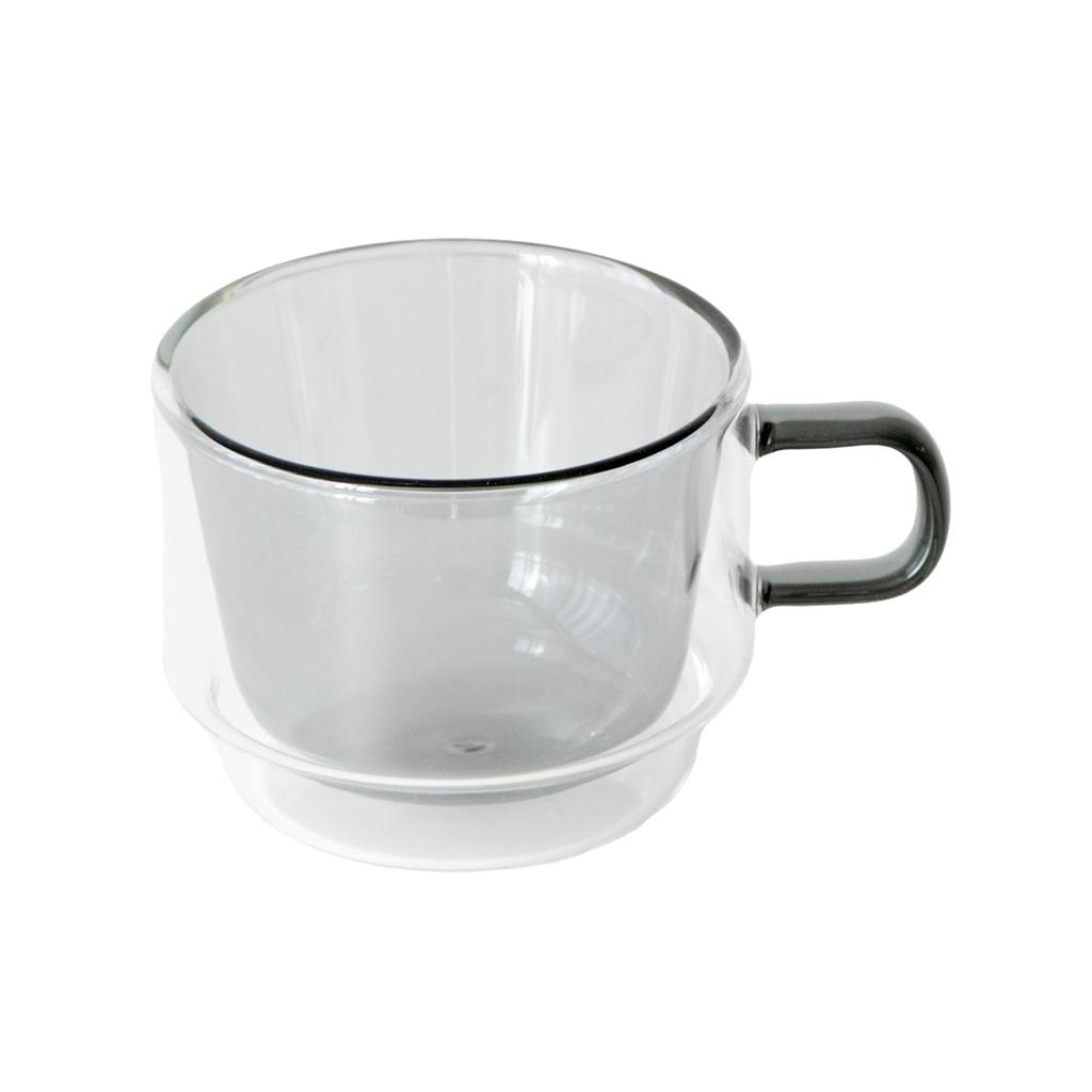 365methods HARIO COLORS Double-Walled Mug, Heat-Resistant Glass, Dishwasher Safe, Gray