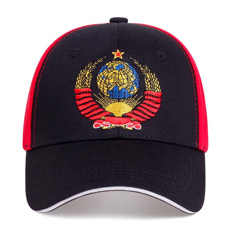 CCCP USSR National Emblem Style Baseball Cap Unisex Black Red Cotton Snapback Cap