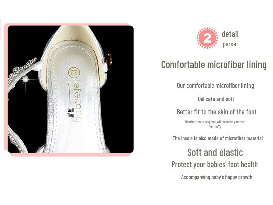 Розовые сандалии принцессы со стразами для девочек - Дышащие и модные в корейском стиле для летних выступлений детей среднего и старшего возраста