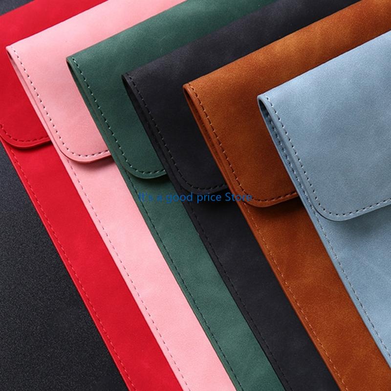 Leather Document Folder Closure File Organiser Storage Pouches 100 Sheets Capacity for School Office Supplies