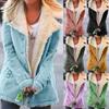 Women's Casual Fashion Loose Solid Color Hat Plus Fleece Collar Pocket Jacket