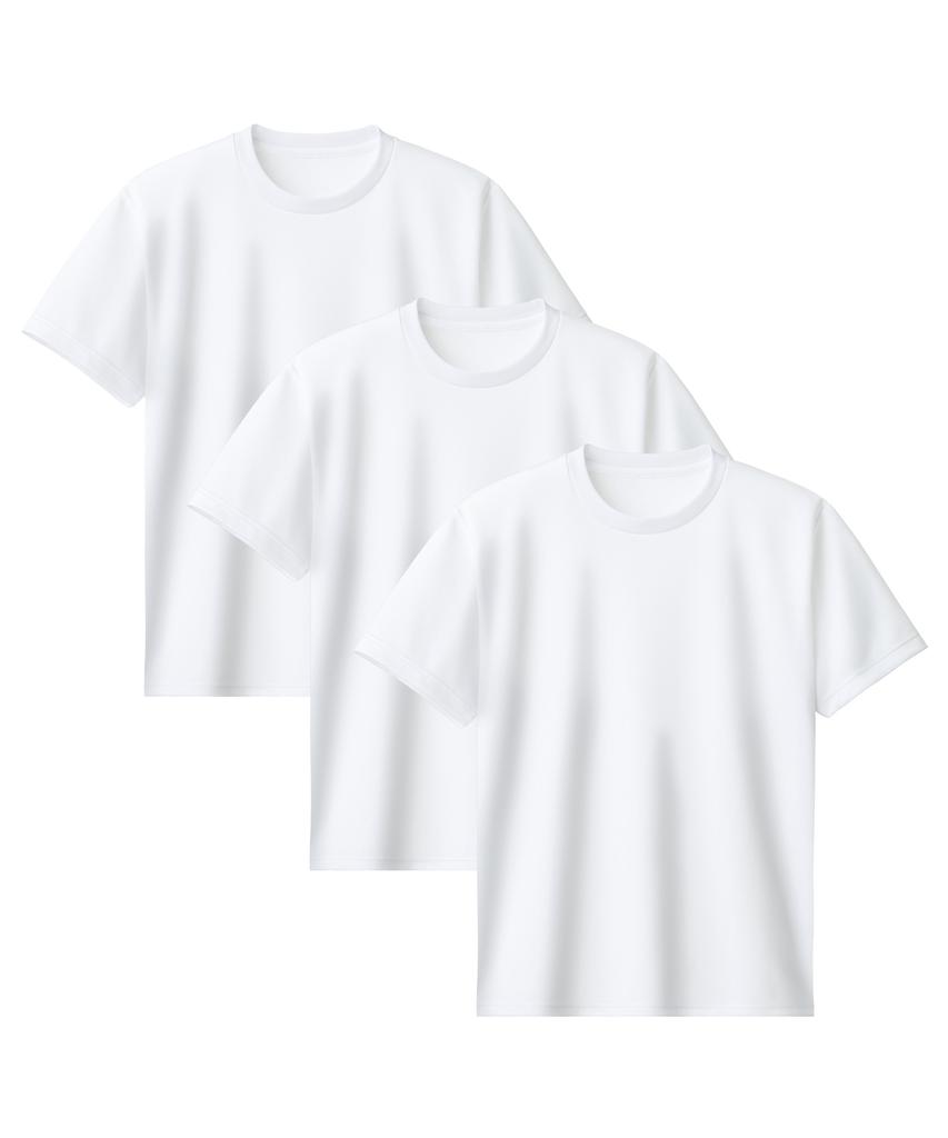 Muji [3 шт.] Mooz Сетчатая дышащая быстросохнущая круглая унисекс футболка с коротким рукавом (Тип А)