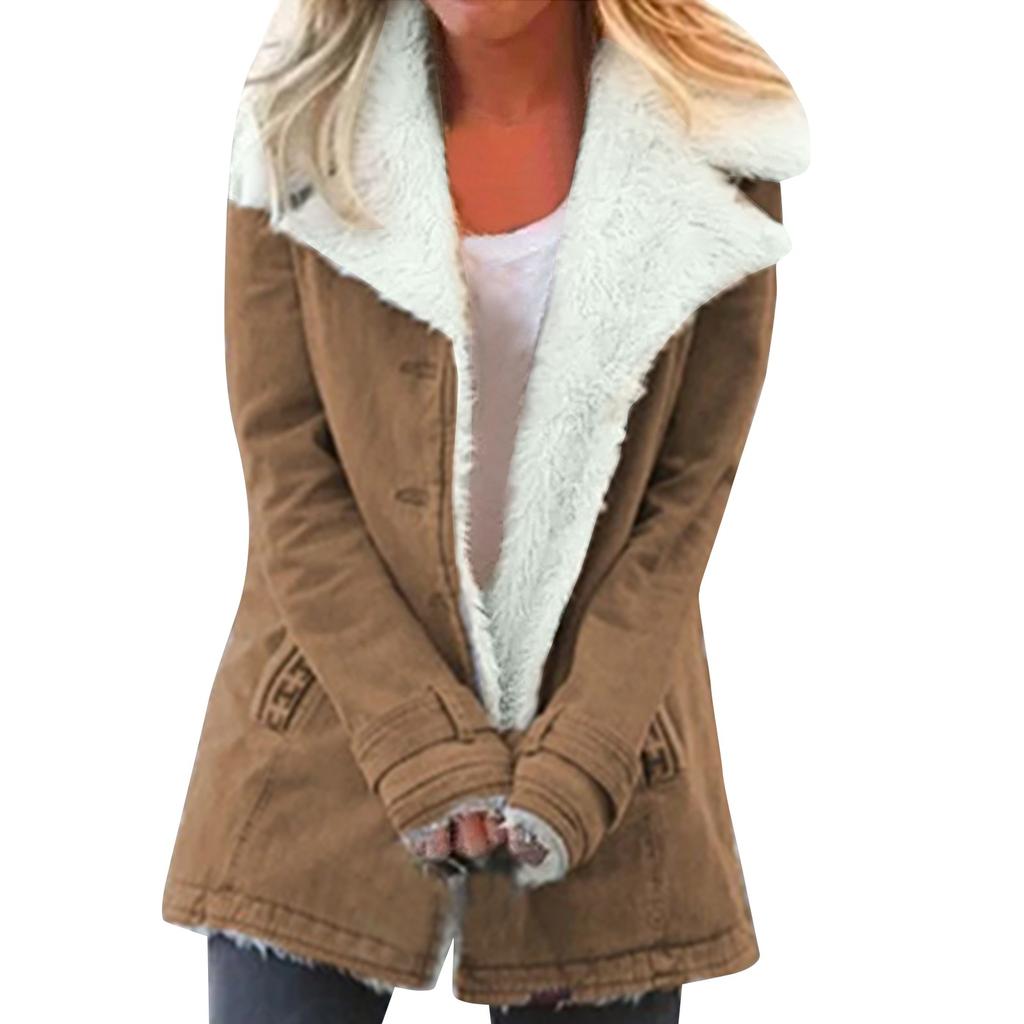 Женская модная повседневная верхняя куртка с длинным рукавом и мягкой подкладкой, теплая куртка на пуговицах из хлопка