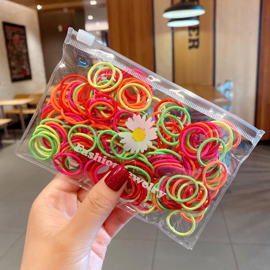 100CS красочные маленькие ленты для волос 2 см для маленьких девочек, эластичные резинки, детские резинки для волос, держатель для хвоста, повязки на голову, аксессуары для волос