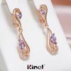 Kinel Purple Natural Zircon Long Earrings For Women Rose Gold Color Fine Dangle Earrings