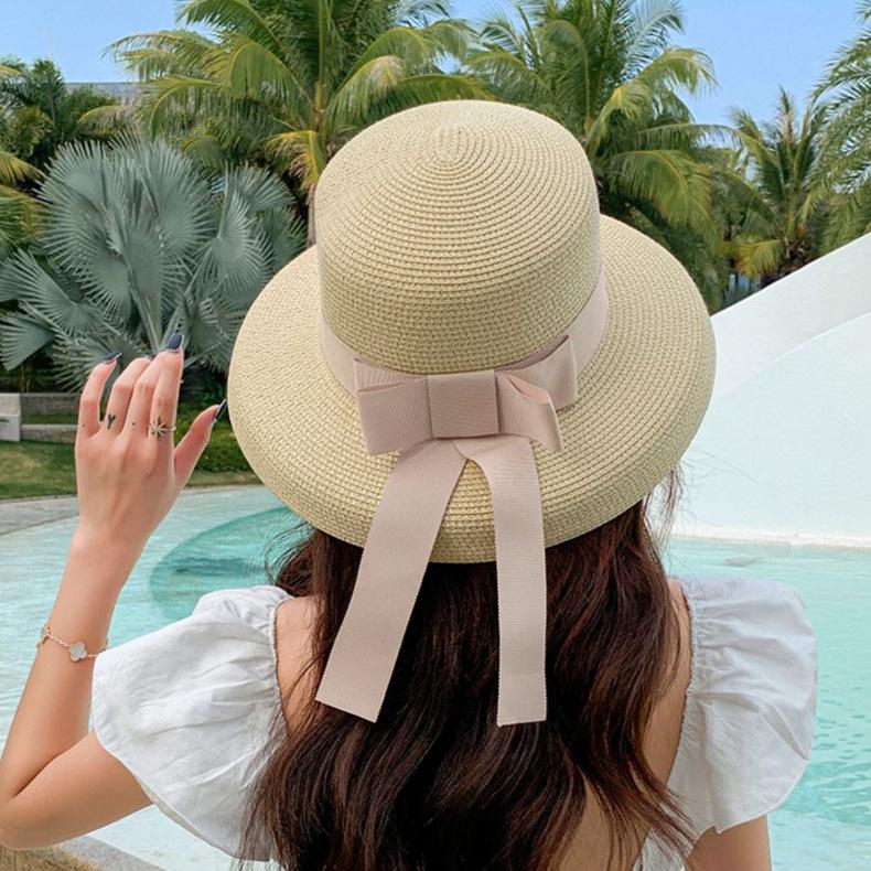Hepburn Straw Hat Sunshade Sunscreen Seaside Beach Hat Women'S Spring And Summer Big Edge Sun Hat Ins Wind Wide Brim Big Brim
