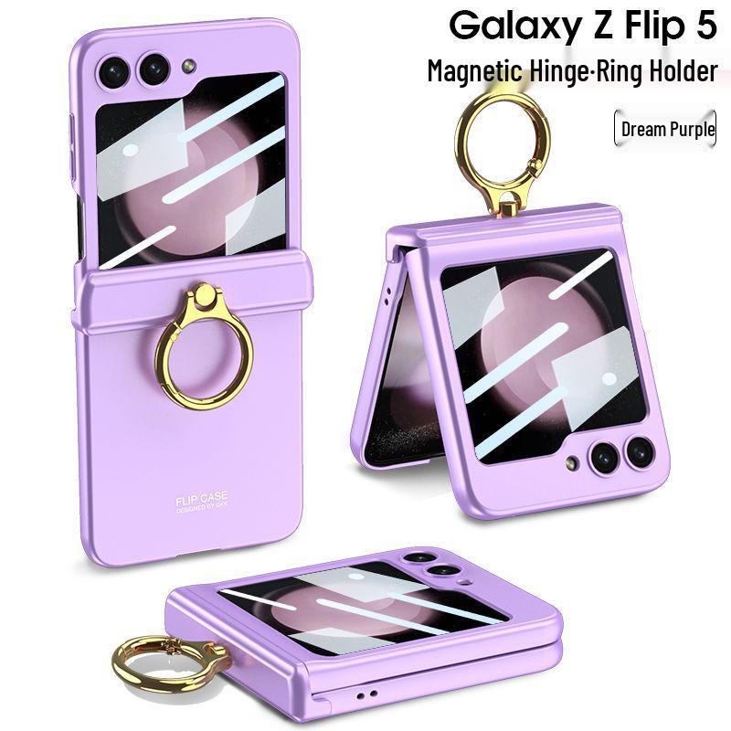 Магнитный складной чехол-кольцо с матовой поверхностью для Samsung Z Flip 5 - Защитный чехол от падений для пар