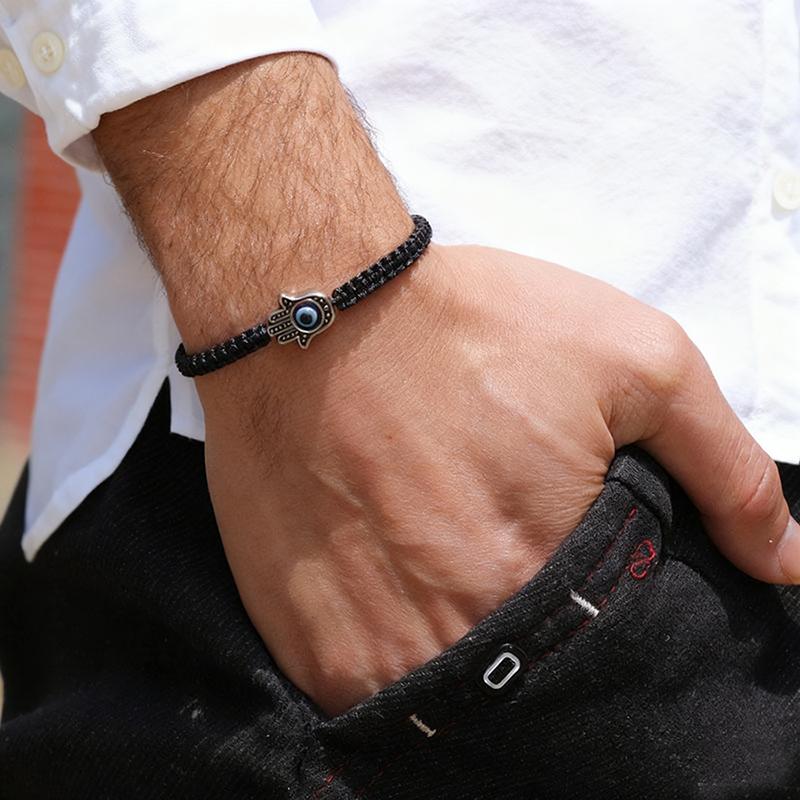 Новый браслет с Глазом Фатимы для мужчин и женщин, ручной работы, плетеный, для медитации и исцеления, браслет, pulseria homme