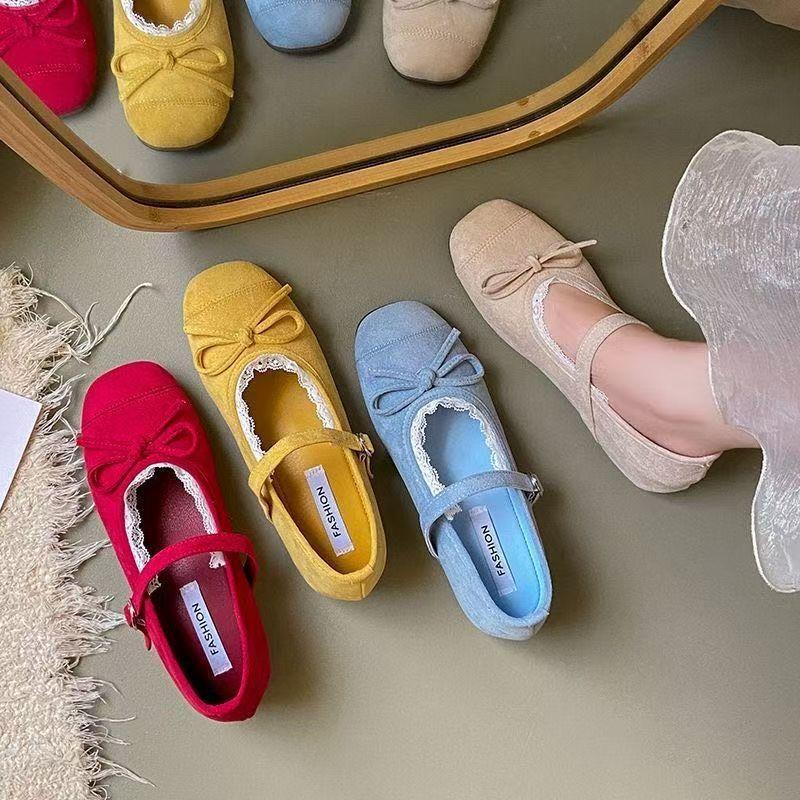 С юбкой универсальные туфли Мэри Джейн 2025 новые весенние красные французские ретро легкие одинарные туфли с бантом женские