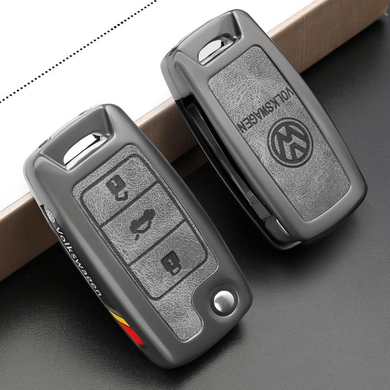 For Volkswagen VW Polo Tiguan Passat Golf 4 5 Jetta Beetle Scirocco Leather Car Key Case Cover Shell Bag Keychain Accessories zw0