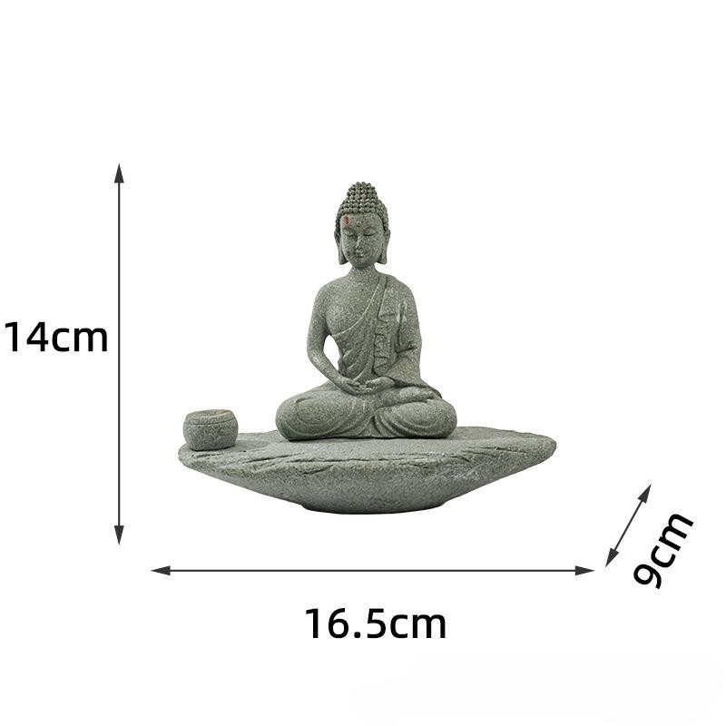 Meditating Buddha Statue Zen Decor Incense Holder Decoration Garden Bonsai Aquarium Fish Tank Home Desk Feng Shui Outdoor Indoor