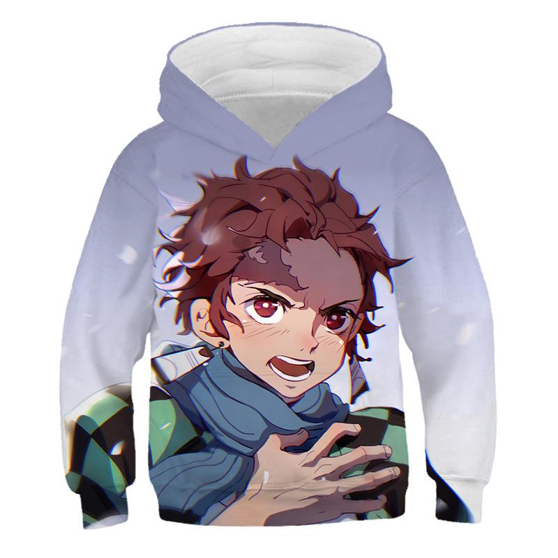 Толстовка с капюшоном «Убийца демонов» для мальчиков, детская одежда с капюшоном, детские топы с длинными рукавами, новая модная одежда из аниме-серии с героями мультфильмов
