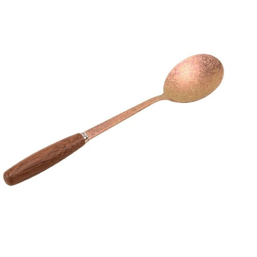 Lightweight Pure Titanium Spoon Non-Rust Corrosion-resistant Watermelon Spoon Wooden Handle Comfortable Grip Dessert Spoon Party