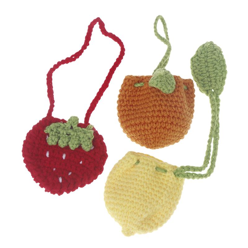 Orange Coin Purse Crochet Drawstring Bag Cute Drawstring Strawberry Shaped Crochet Purse Crochet Lemon Bag Coin Chargers