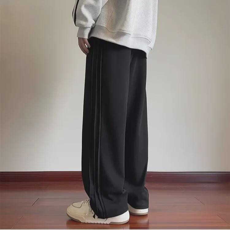 Унисекс повседневные хлопковые полосатые спортивные брюки: Новый весенне-осенний прямой фасон