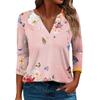 Women's T Shirt Tee Printed 3/4 Sleeve Daily Weekend Fashion Basic V Neck Regular Top