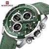 NAVIFORCE 9197 Роскошные Мужские Кварцевые Часы Бизнес-стиля Спортивный Секундомер Будильник Двойной Дисплей Наручные Часы Светодиодные Цифровые Reloj