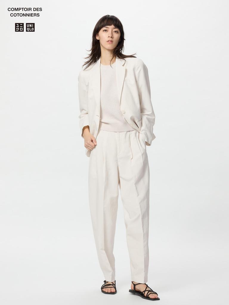 Uniqlo Длинные брюки из японской льняной смеси Barrel Leg