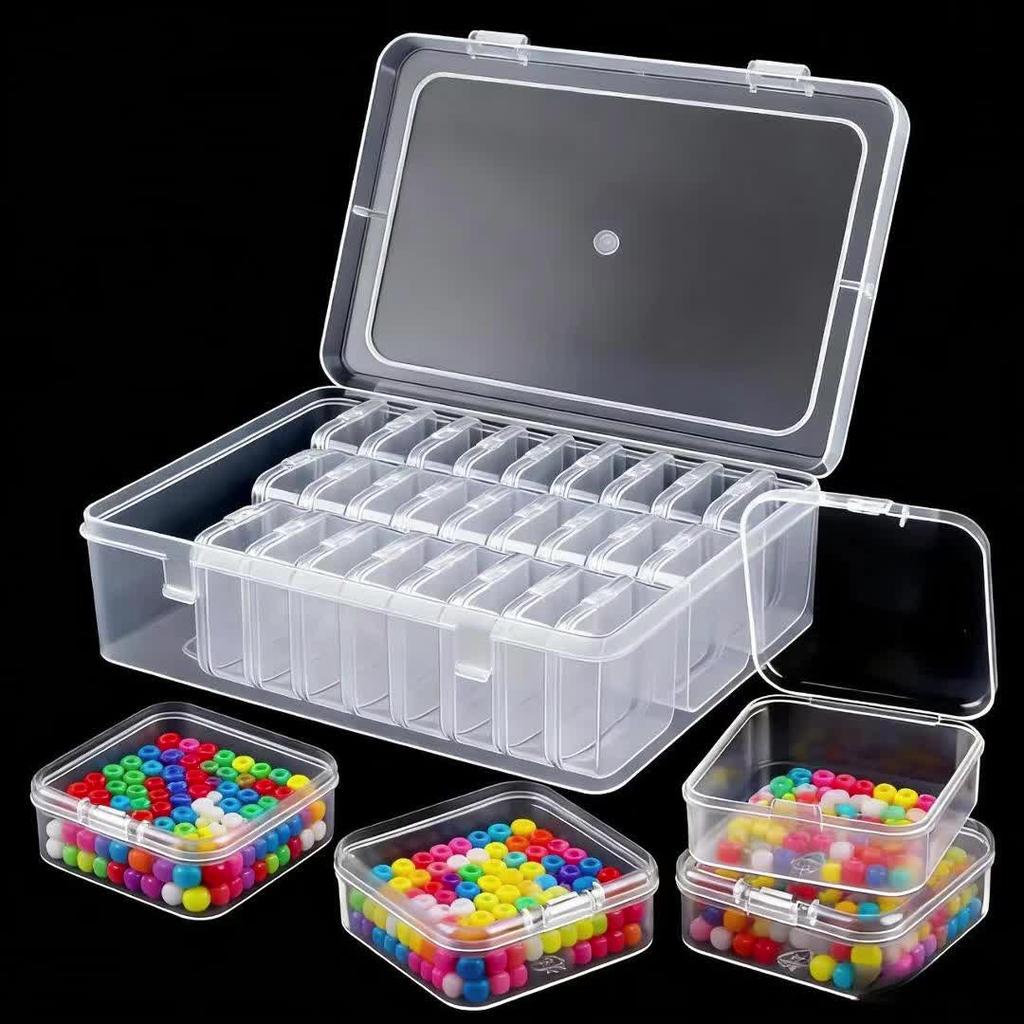 5sets (30 Small Inner Boxes +1 Large Outer Box=1 set) Bead Storage Nano Bead Accessory Storage Box Diamond Bead Transparent