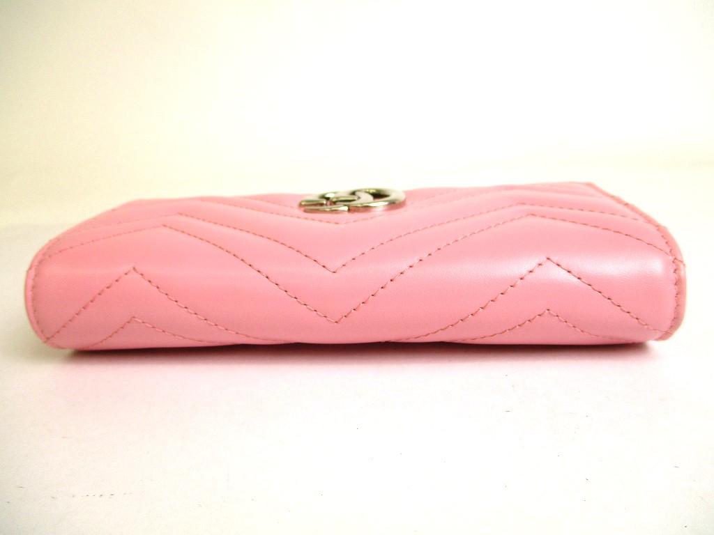 Оригинальный кошелек GUCCI Marmont G из розовой кожи, континентальный, на клапане, длинный #9913 Открытая коробка