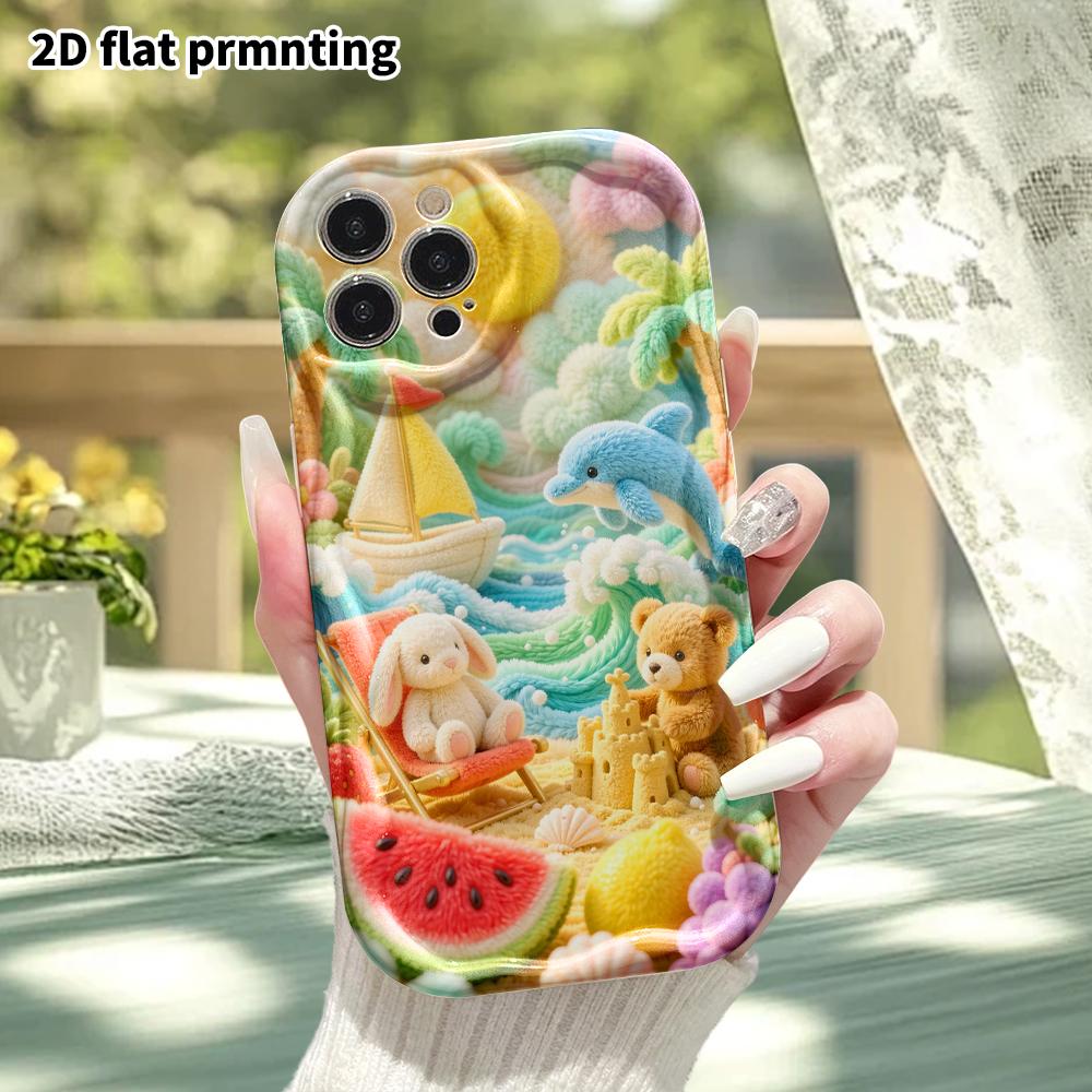 Phone case: 2D flat, suitable for iPhone 18, 17, 16, 15, 14, 13, 12 Pro protective cases, summer beach paradise, perfect holiday gift for Christmas an