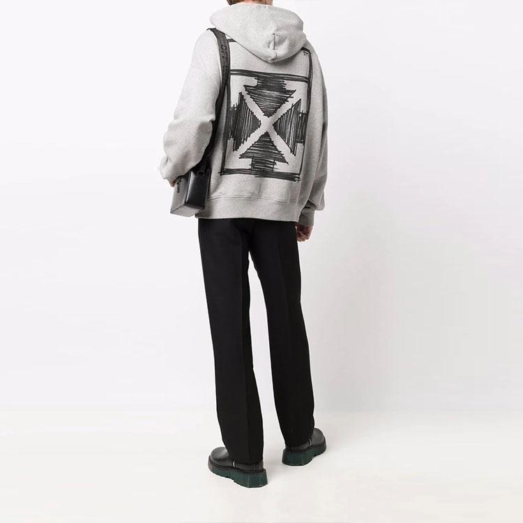 OFF-WHITE Dinosaur Series Sweatshirts Men's Gray Hooded Moderate Regular OMBB085F21FLE0170810