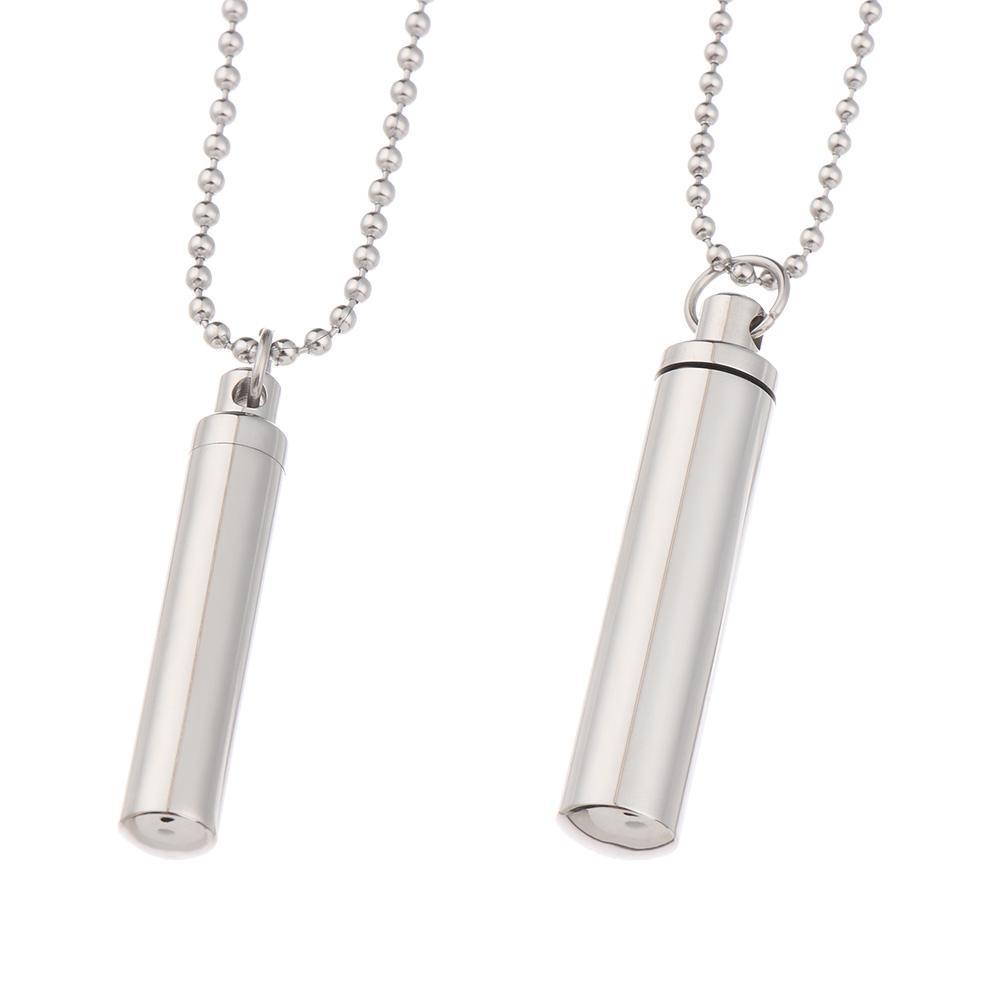 Beads Chain Openable Cylindrical Tube Wishing Bottle Necklace Perfume Vial Pendant Stainless Steel