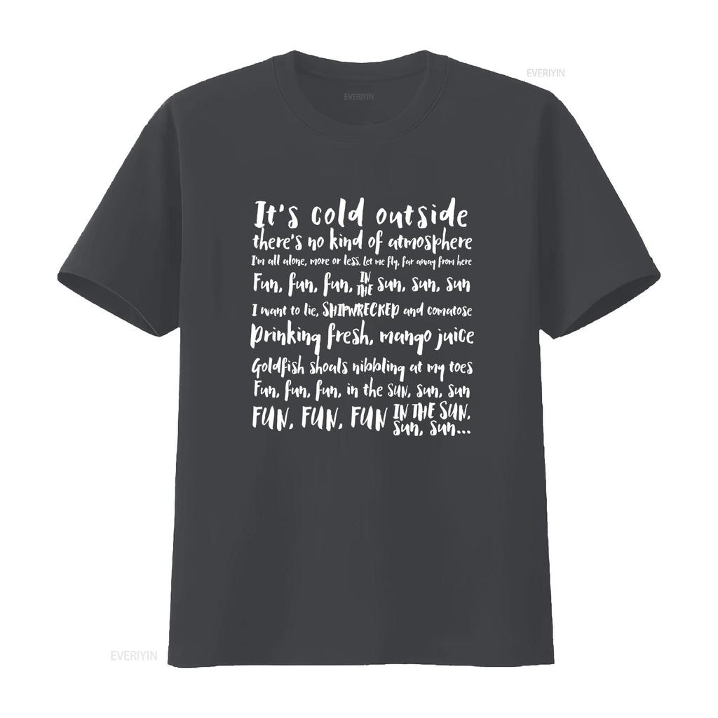 Red Dwarf Lyrics T Shirt Cold Outside Fun In The Sun Design vintage Washed fashion Top For Everyday Wear streetwear Slightly