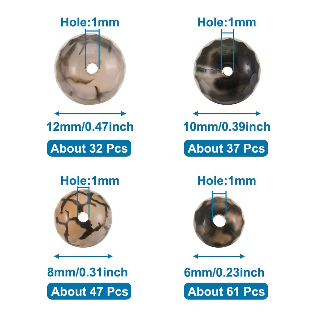 Beadthoven 4 диаметра натуральный камень, аксессуар для рукоделия, принадлежности для рукоделия, нити, 6~12 мм, бусины, агат, окрашенные, круглые, бусины,