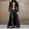 Men Collarless Long Sleeve Open Front Long Hooded Cardigan Coats Windbreaker