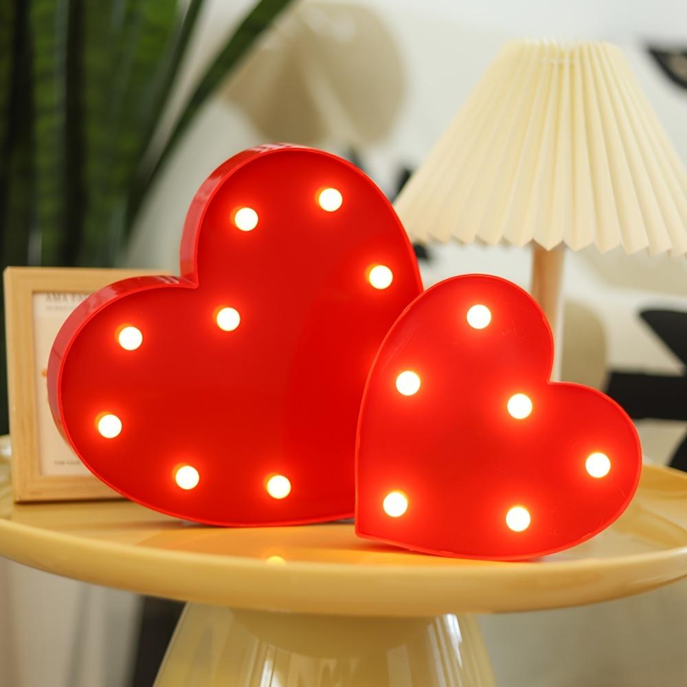 Romantic Red Heart-Shaped Decorative Night Light Battery-Powered Energy-Saving Desk Lamp For Bedroom Wedding Proposal Valentine'S & Mother'S Day