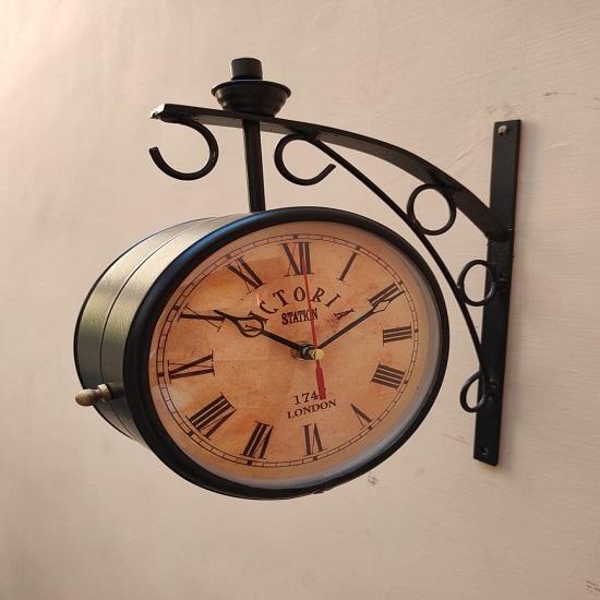 Часы Victoria Station, двухсторонние антикварные настенные часы, подарок, 25,4 см