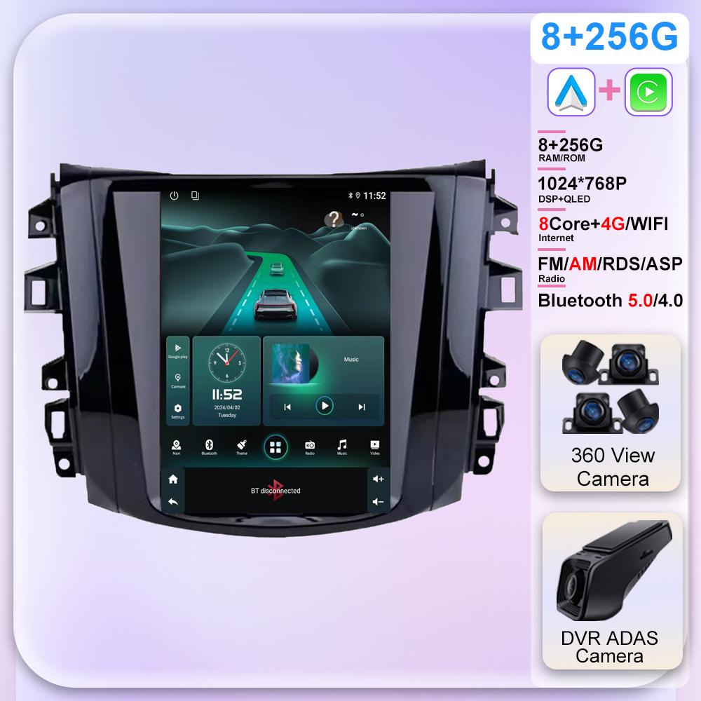 Android 14 для Nissan Navara Terra Frontier NP300 2018-2020 Tesla Style Car Radio Stereo Multimedia Video Player 5G GPS Display
