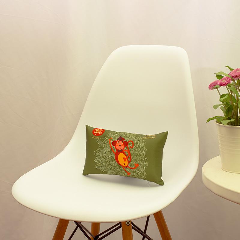 Двенадцать знаков зодиака, сатиновый принт, подголовник для автомобиля, мультяшный, удобный, подушка для поясницы из ПП-хлопка, домашняя подушка
