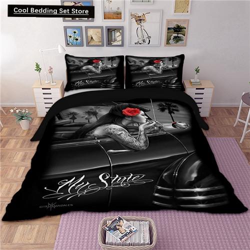 Sexy Beauty Skeleton Girl Bedding Set 3d Duvet Cover Polyester Comforter Cover Twin Queen King Single Size Luxury Fashion Gift